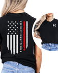precinct committeewoman worn flag red line tshirt black back front and back view
