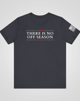 there is no off season precinct committeeman shirt usa flag sleeve republican logo navy heather front