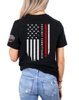 womens precinct committeewoman worn flag red line tshirt black back view
