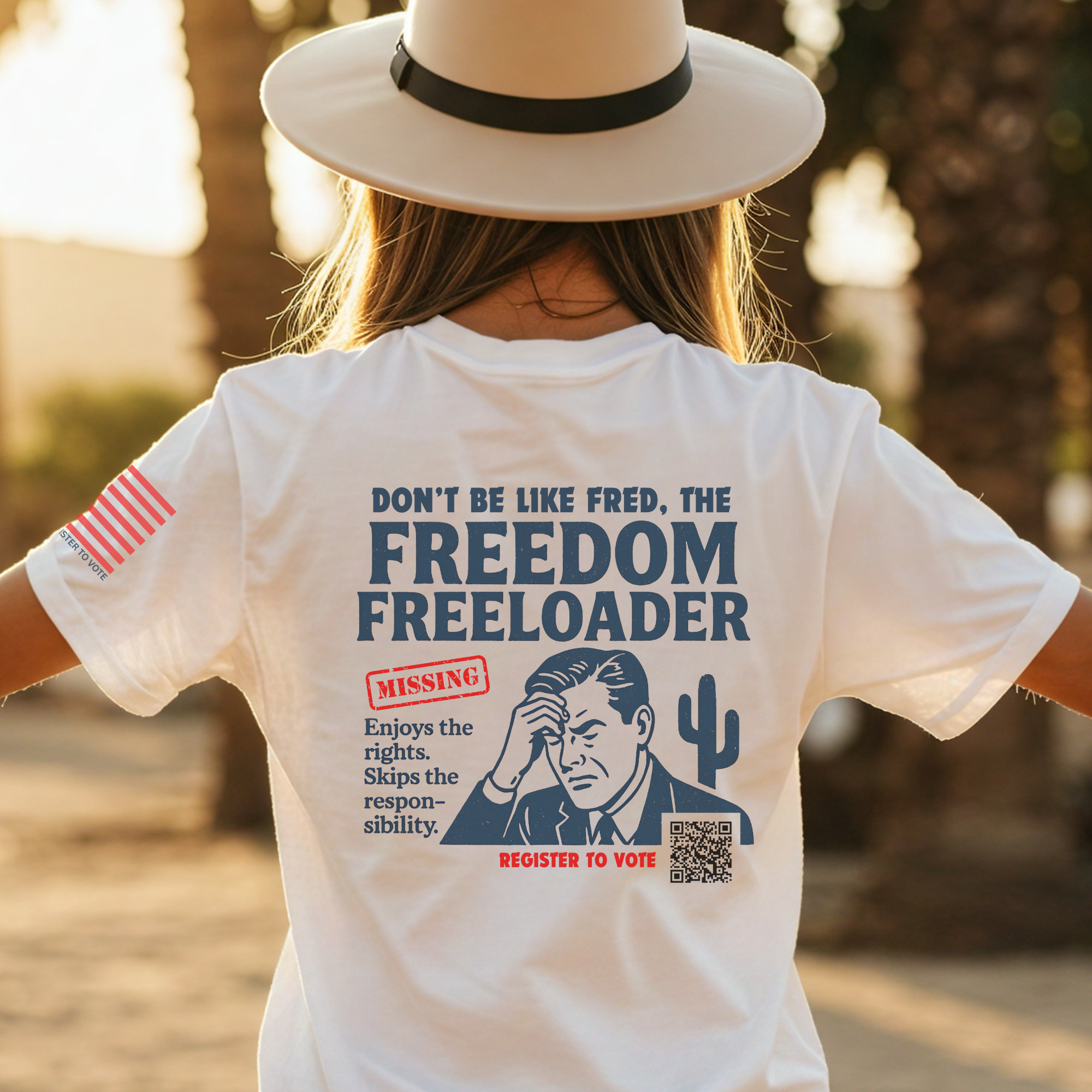 arizona get out the vote qr code tshirt white back