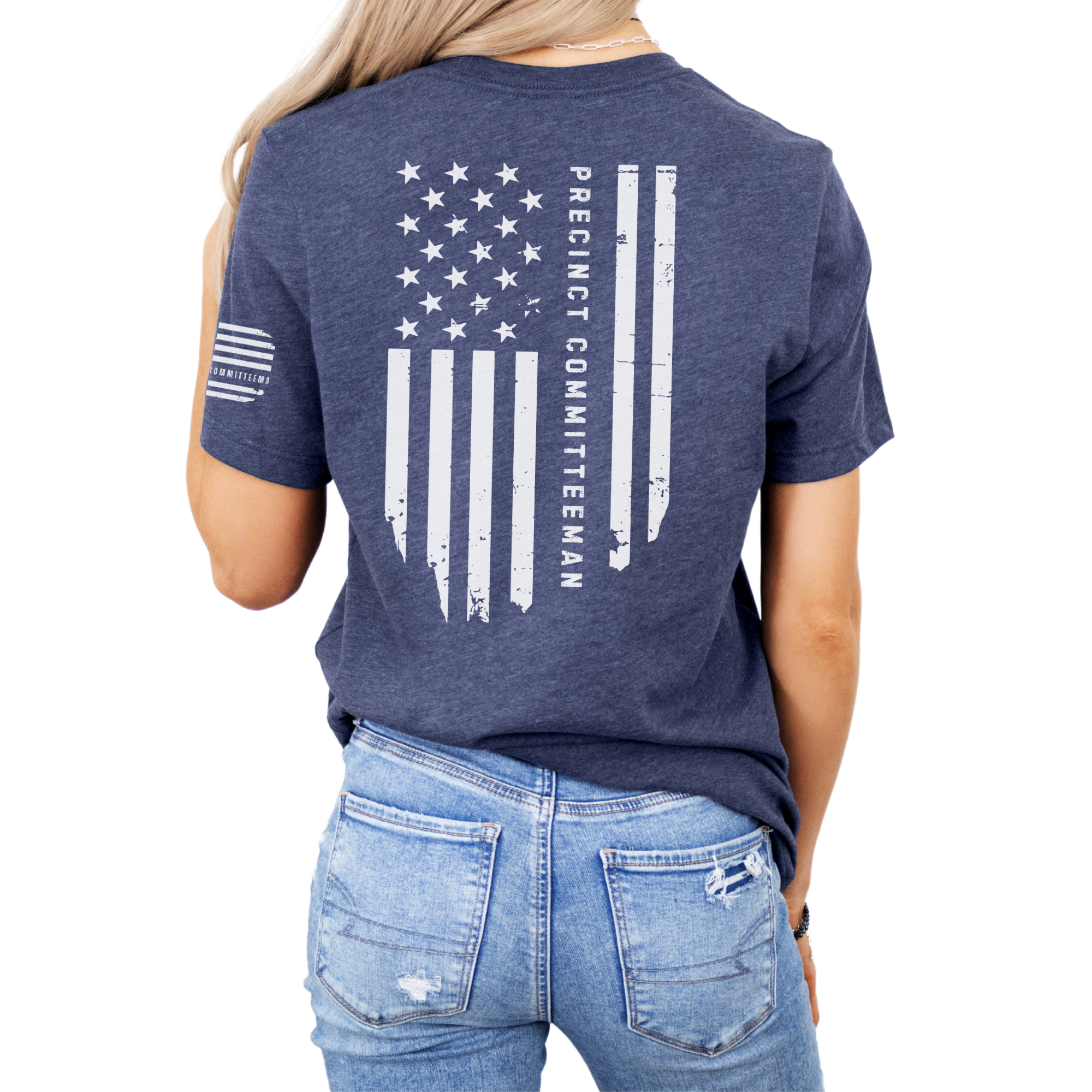 precinct committeeman tshirt american flag tshirt back navy heather