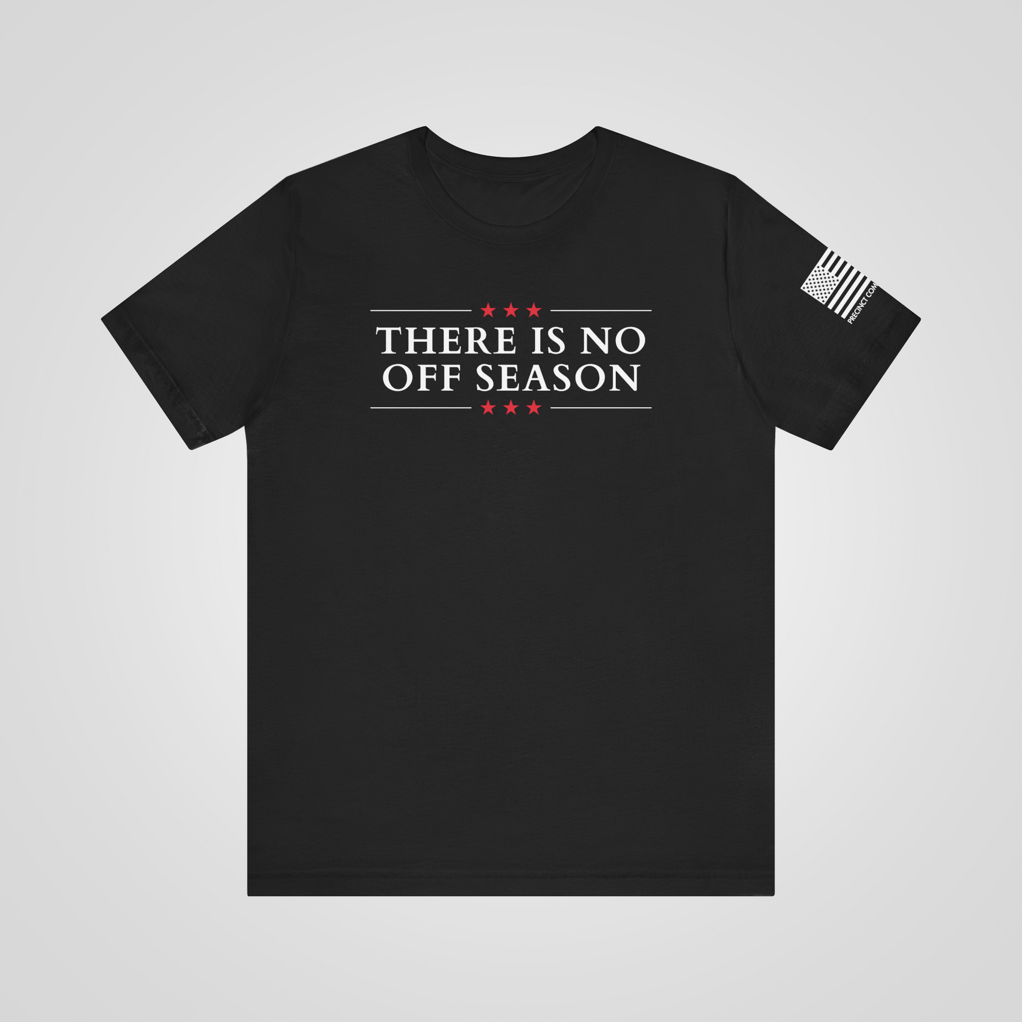there is no off season precinct committeeman shirt usa flag sleeve republican logo black front
