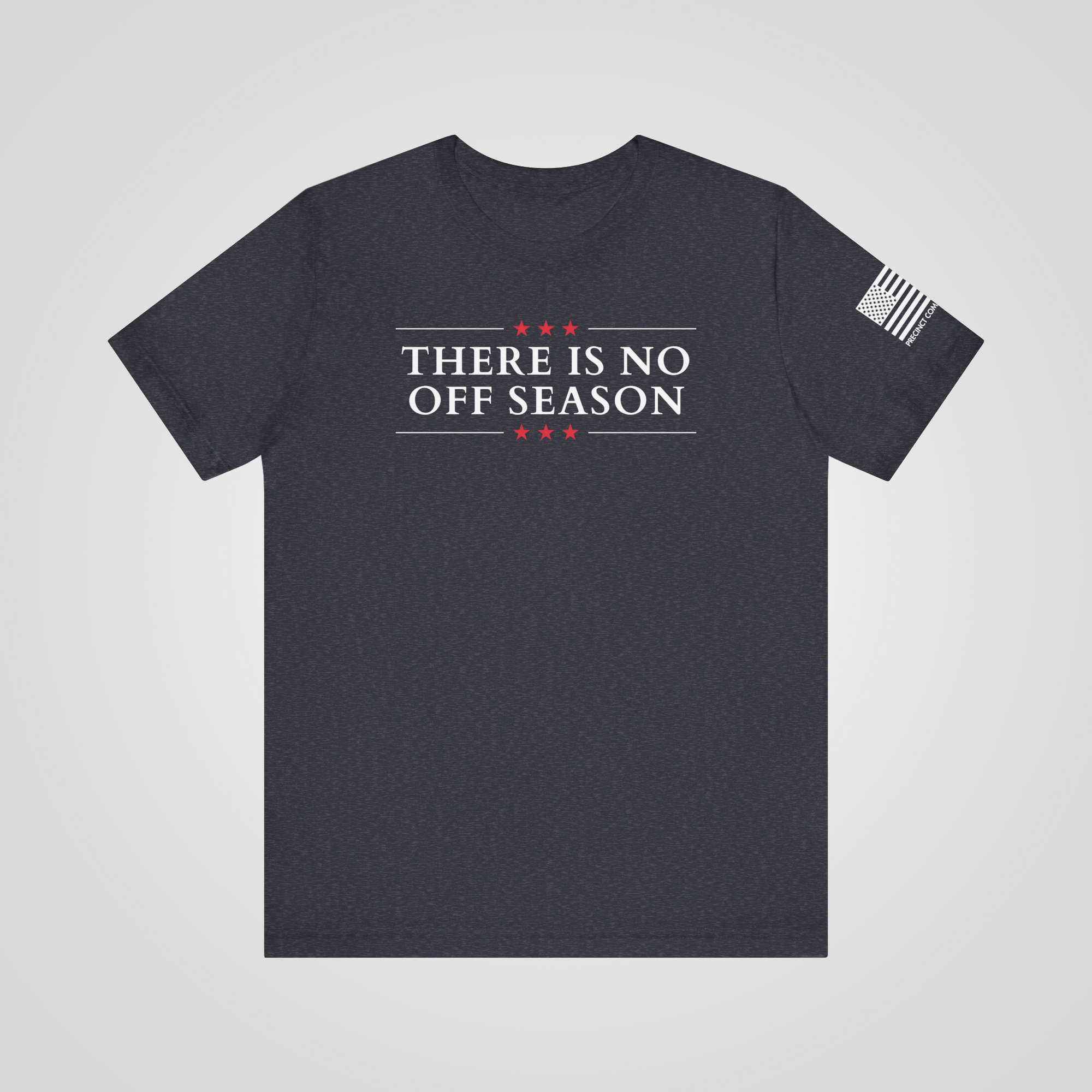 there is no off season precinct committeeman shirt usa flag sleeve republican logo navy heather front